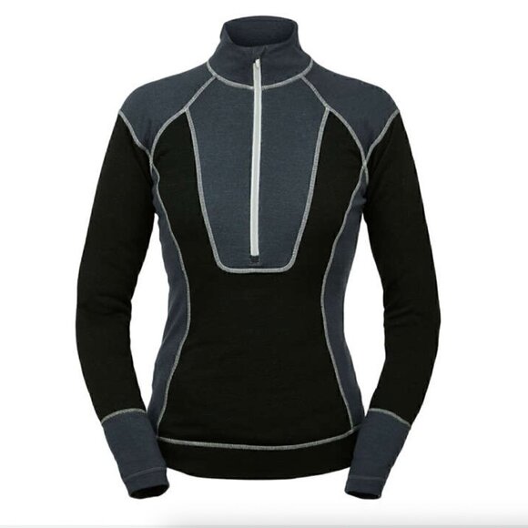 Spyder Women's Elevation Half Zip Baselayer Top Black/Gray - Picture 1 of 8